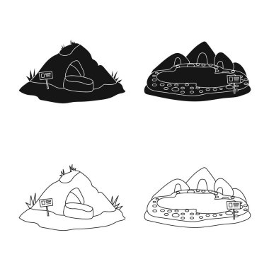 Doğa ve eğlence işareti vektör Illustration. Web için doğa ve eğlence hisse senedi simgesi kümesi.