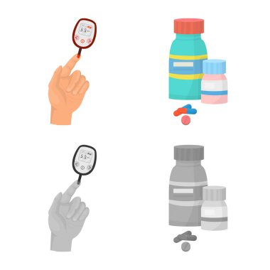 Diyet ve tedavi simge vektör tasarımı. Diyet ve ilaç hisse senedi vektör çizim seti.