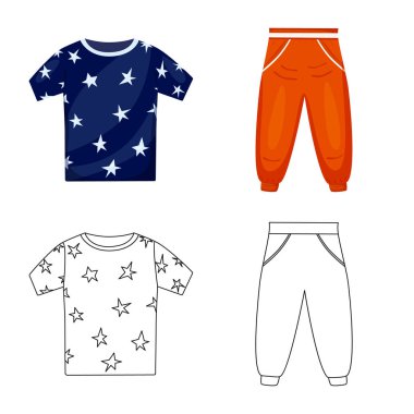 İllüstrasyon işareti moda ve hazır giyim, vektör. Web için moda ve pamuk hisse senedi simgesi kümesi.