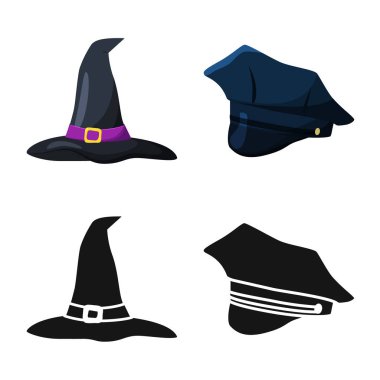 Giyim ve kap logo vektör Illustration. Giyim ve web için bere hisse senedi simgesi.