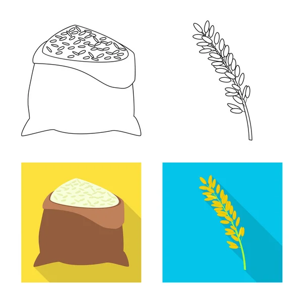 Vektorillustration von Nutzpflanzen und ökologischen Symbolen. Set von Ernte- und Kochvektorsymbolen für Aktien. — Stockvektor