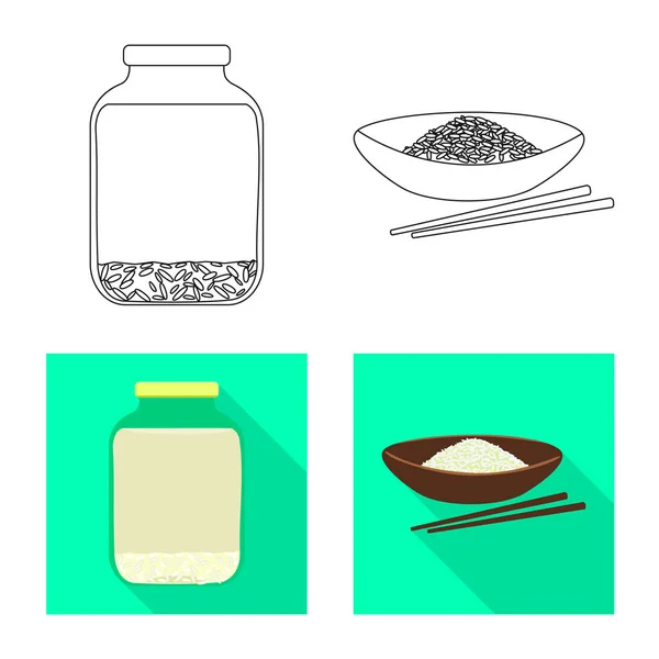 Vector ontwerp van gewas- en ecologische symbool. Collectie van gewas- en koken vector pictogram voor voorraad. — Stockvector