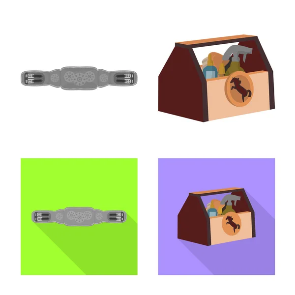 Vektor-Illustration von Ausrüstung und Reitschild. Sammlung von Ausrüstungsgegenständen und Vektor-Illustrationen für Wettbewerbe. — Stockvektor