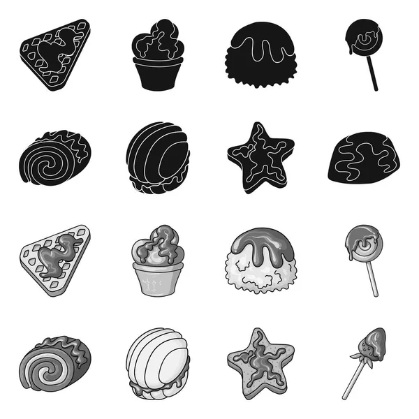 Vectorillustratie van zoetwaren en culinaire teken. Verzameling van zoetwaren en product vector icoon voor voorraad. — Stockvector