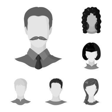 Karakter ve profil logosuvektör tasarımı. Karakter ve kukla stok vektör illüstrasyon kümesi.