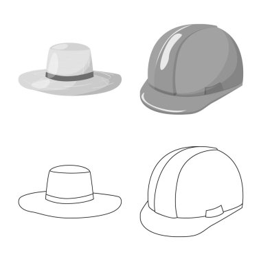 Giyim ve kap logo vektör Illustration. Giyim ve hisse senedi için bere vektör simge koleksiyonu.