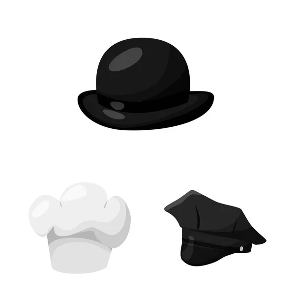 Conception vectorielle du chapeau et de l'icône du casque. Collection de chapeau et de profession stock symbole pour le web . — Image vectorielle