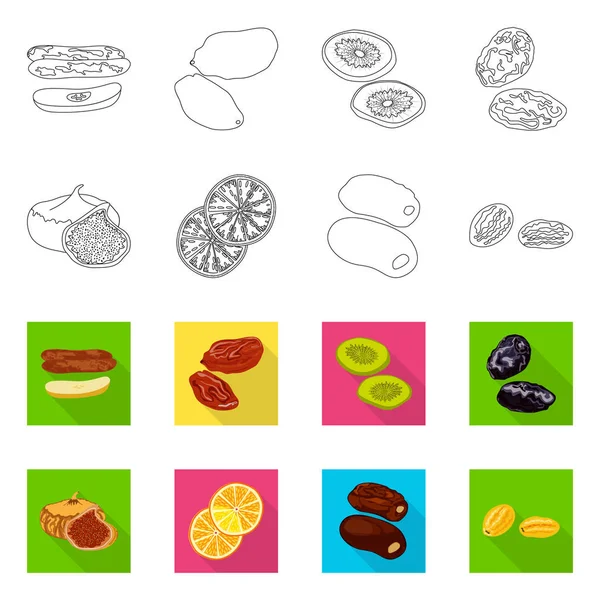 Geïsoleerde object van voedsel en ruwe teken. Collectie van voedsel en natuur voorraad vectorillustratie. — Stockvector