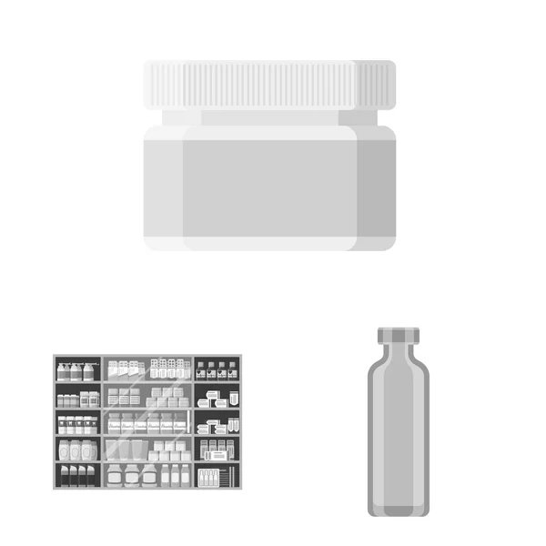 Векторное проектирование медицины и логотипа здоровья. Коллекция лекарств и помощь векторной иллюстрации запасов . — стоковый вектор