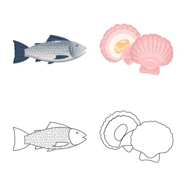 Taze ve restoran simge vektör Illustration. Taze ve deniz hisse senedi simgesi için web topluluğu.