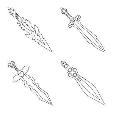 Oyun ve zırh simge vektör Illustration. Oyun kümesi ve hisse senedi için bıçak vektör simgesi.