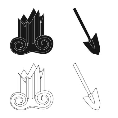 Hikaye ve öğeleri logosu yalıtılmış nesne. Hikaye ve öznitelikleri hisse senedi vektör çizim topluluğu.