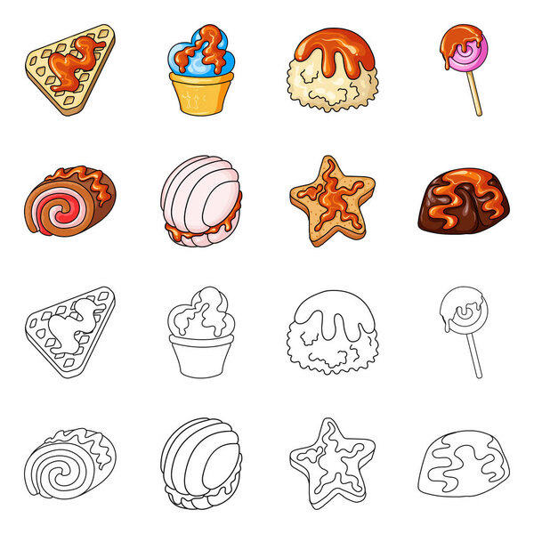 Isolated object of confectionery and culinary sign. Collection of confectionery and product vector icon for stock.