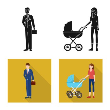 Karakter ve avatar simge vektör Illustration. Karakter ve portre hisse senedi vektör çizim seti.