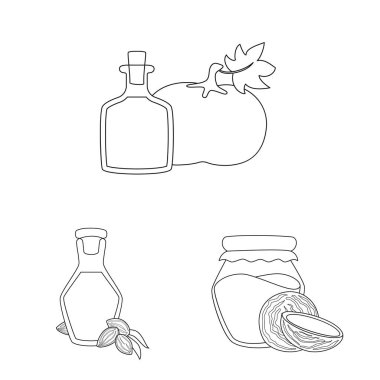 Sağlıklı ve sebze logosu vektör tasarımı. Sağlıklı ve organik stok vektör illüstrasyon seti.