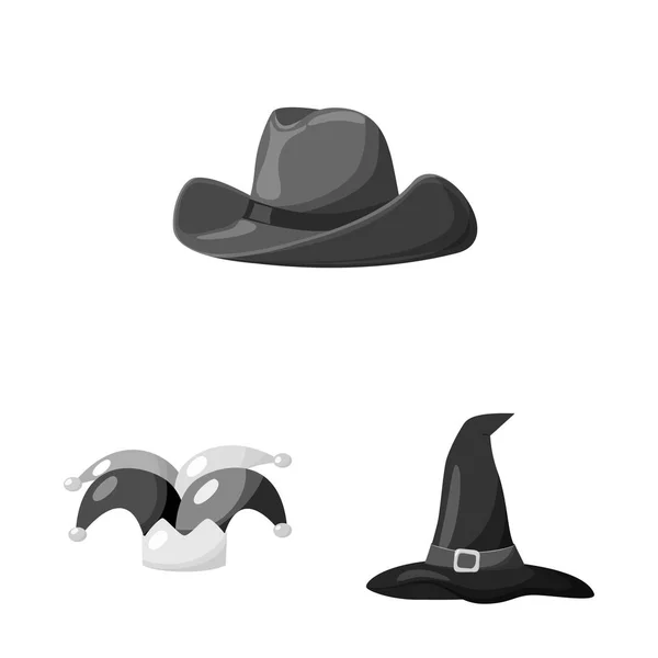 모자와 헬멧 아이콘의 고립 된 개체입니다. 웹 모자와 직업 주식 기호의 컬렉션. — 스톡 벡터