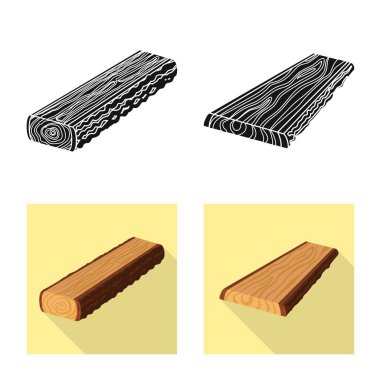 Ağaç ve ham logo vektör tasarımı. Hisse senedi için ağaç ve inşaat vektör simge topluluğu.