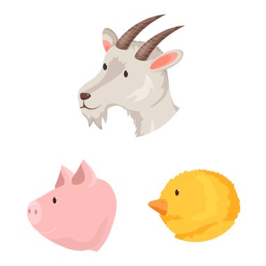 Çiftlik ve baş logosu vektör tasarımı. Stok için çiftlik ve ev yapımı vektör simgesi kümesi.