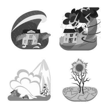 Doğa ve kıyamet simge vektör Illustration. Hisse senedi için doğa ve çevre vektör simge kümesi.