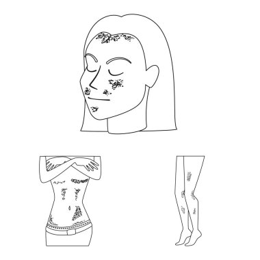 Hastalık ve sağlık logosu vektör illüstrasyon. Stok için hastalık ve ağrı vektör simgesi seti.