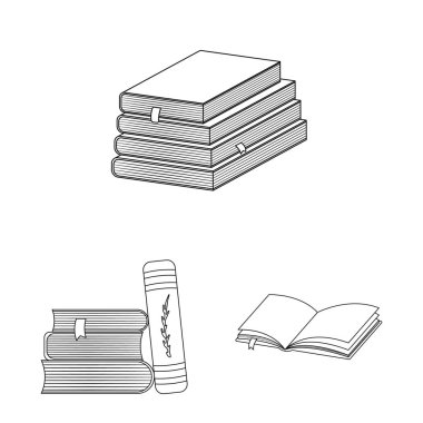 Çalışma ve edebiyat simgesiizole nesne. Çalışma seti ve kaynak stok vektör illüstrasyon.