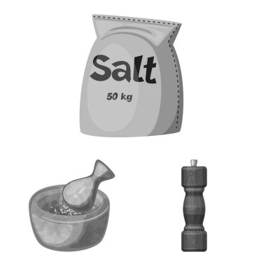 Tuz ve gıda simgesi vektör tasarımı. Stok için tuz ve mineral vektör simgesi seti.