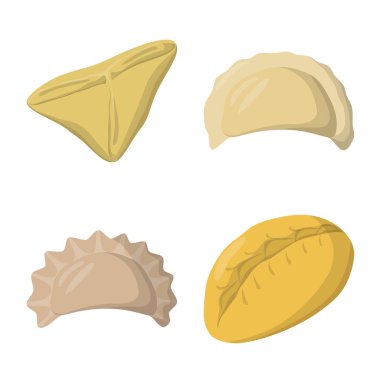 Köfte ve gıda simgesi vektör tasarımı. Köfte ve doldurulmuş stok vektör çizim koleksiyonu.