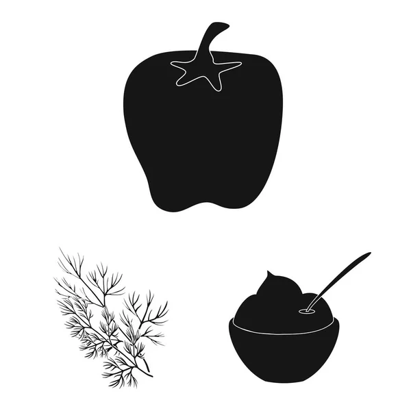 Ilustracja wektorowa ikony ekologicznej i gotowania. Kolekcja ikon wektorowych organicznych i smakowych dla zapasów. — Wektor stockowy