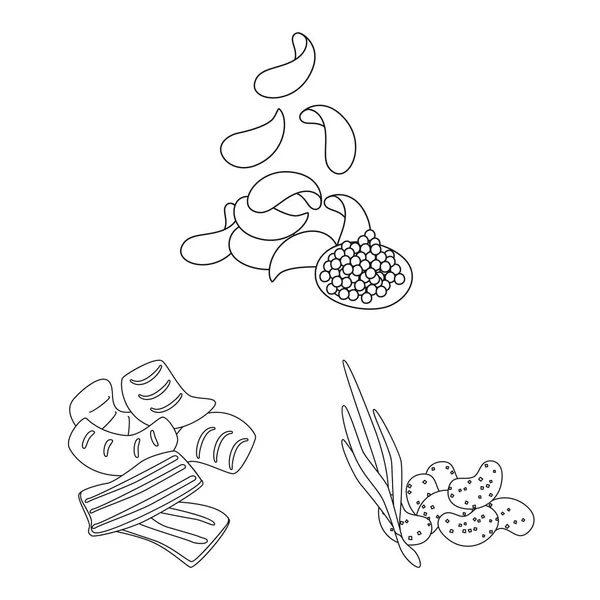 Ilustración vectorial de sabor y logo crujiente. Set de sabores y caldo de cocina símbolo para web . — Archivo Imágenes Vectoriales
