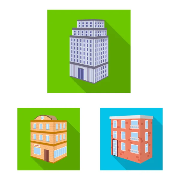 Vektor-Design von Konstruktion und Gebäude-Logo. Satz von Bau- und Immobilienaktienzeichen für das Web. — Stockvektor