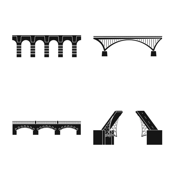 Ilustración vectorial de constructo e icono lateral. Colección de constructo y puente símbolo de stock para web . — Vector de stock