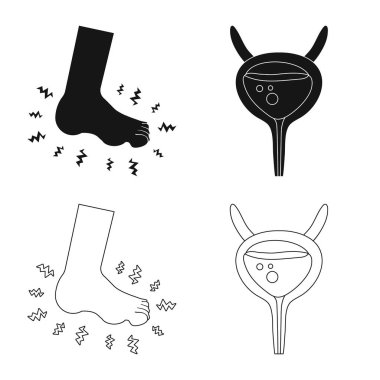 Diyet ve tedavi işareti yalıtılmış nesne. Diyet ve ilaç hisse senedi vektör çizim topluluğu.