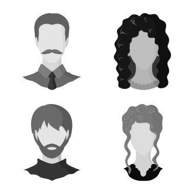 Vektör Illustration karakter ve profil simgesi. Karakter ve hisse senedi için kukla vektör simge kümesi.
