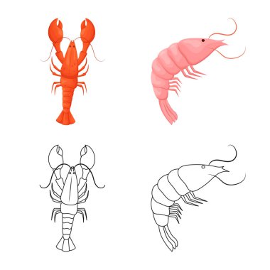 Meze ve okyanus sembolü yalıtılmış nesne. Meze ve incelik hisse senedi vektör çizim seti.