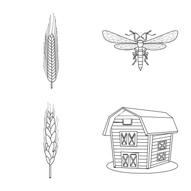 Yalıtılmış nesne tarım ve tarım simgesi. Hisse senedi için Tarım ve bitki vektör simge topluluğu.