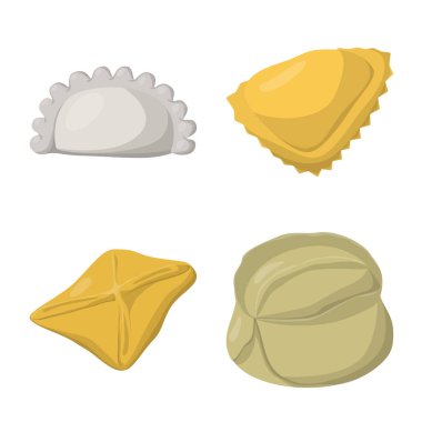 Köfte ve gıda işareti izole nesne. Köfte ve doldurulmuş stok vektör illüstrasyon koleksiyonu.