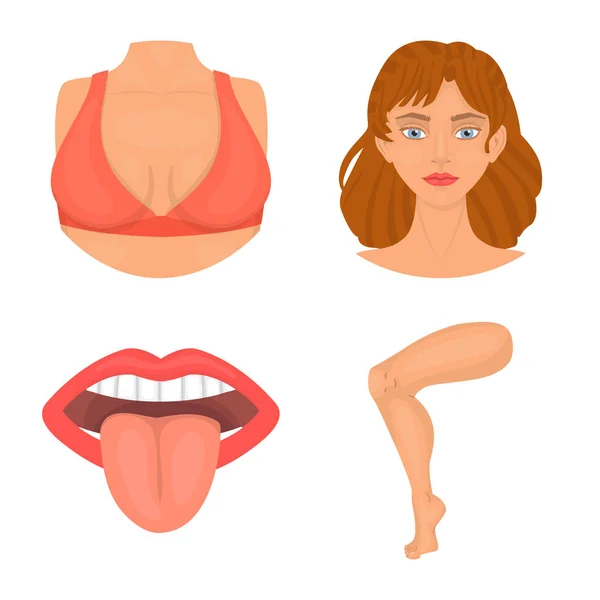 Vector design of body and part sign. Collection of body and anatomy vector icon for stock. — Stock Vector