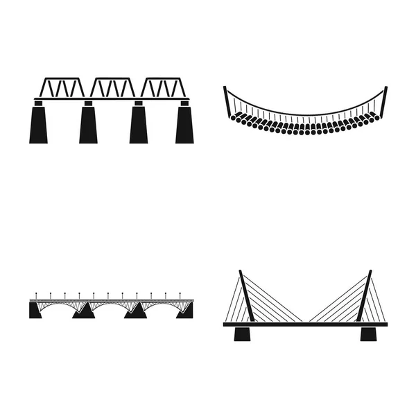 Vector illustration of construct and side sign. Set of construct and bridge vector icon for stock. — Stock Vector