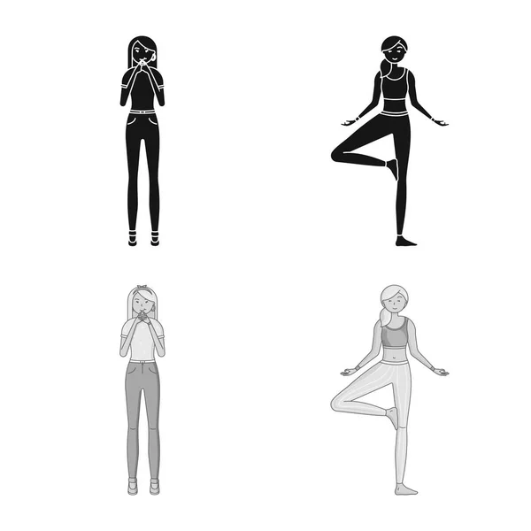 Vektorillustration von Haltung und Stimmungssymbol. Sammlung von Körperhaltung und weiblichem Aktiensymbol für das Web. — Stockvektor