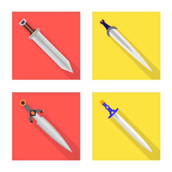 Векторный дизайн и икона меча. Набор векторных значков и ножей для склада . — стоковый вектор