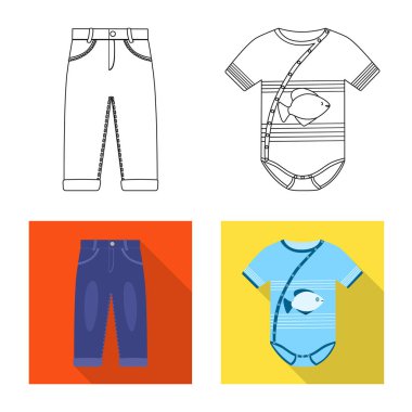 Moda ve giysi simge vektör Illustration. Moda ve pamuk stok vektör çizim topluluğu.