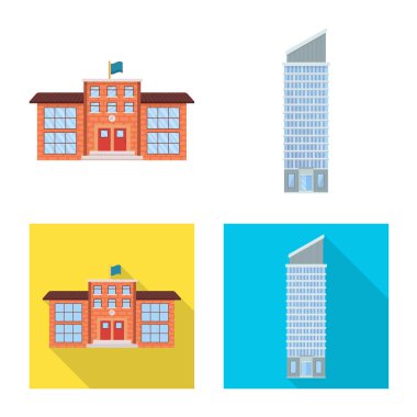 Belediye vektör tasarımı ve merkezi sembolü. Belediye topluluğu ve hisse senedi için emlak vektör simgesi.