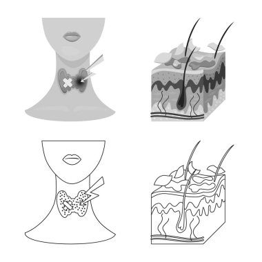 Tıp vektör çizim ve ağrı oturum açın. Tıp topluluğu ve hisse senedi için hastalık vektör simgesi.