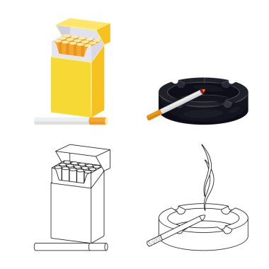 Çöp ve dur işareti vektör Illustration. Hisse senedi için çöp ve alışkanlık vektör simge kümesi.