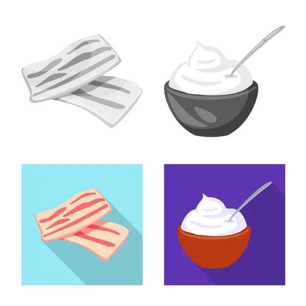 Ilustración vectorial del sabor y el signo del producto. Juego de ilustración vectorial de sabor y caldo de cocina . — Vector de stock