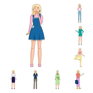 Kadın ve vücut logosu izole nesne. Stok için kadın ve stil vektör simgesi koleksiyonu.