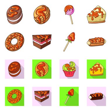 Şekerlemeler ve mutfak simge vektör tasarımı. Şekerlemeler ve ürün stok vektör çizim.