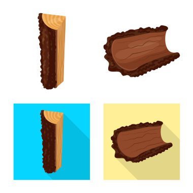 Yalıtılmış nesne ağacı ve ham işaret. Hisse senedi için ağaç ve inşaat vektör simge kümesi.