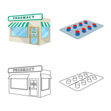 Perakende ve sağlık işareti vektör çizimi. Web için perakende ve sağlık hisse senedi simgesi kümesi.