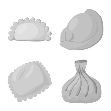 Köfte ve doldurulmuş simge vektör tasarımı. Köfte ve çanak stok vektör illüstrasyon koleksiyonu.